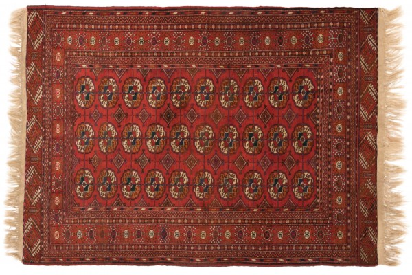 Kaukasus Buchara 187x131 Handgeknüpft Teppich 130x190 Rot Geometrisch Muster Kurzflor