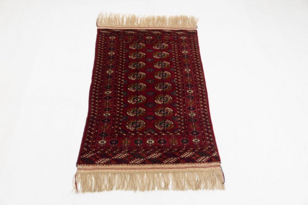 Kaukasus Buchara 124x86 Handgeknüpft Teppich 90x120 Rot Orientalisch Kurzflor Orient
