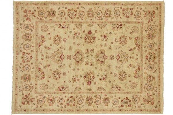 Afghan Chobi Ziegler 197x149 Handgeknüpft Teppich 150x200 Beige Orientalisch Kurzflor