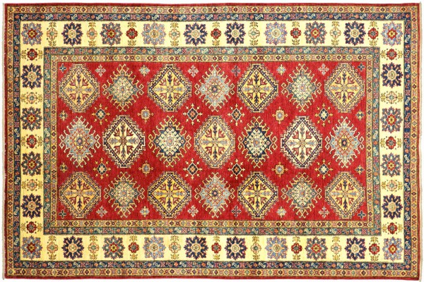 Afghan Kazak Fein 291x211 Handgeknüpft Orientteppich 210x290 Rot Umrandung Wolle