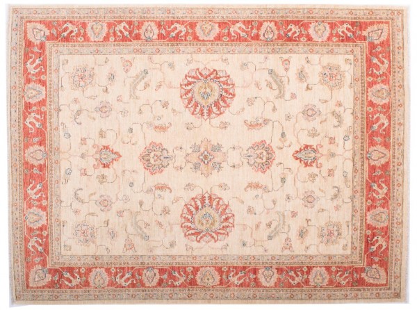 Afghan Chobi Ziegler Fein 193x145 Handgeknüpft Teppich 150x190 Beige Blumenmuster