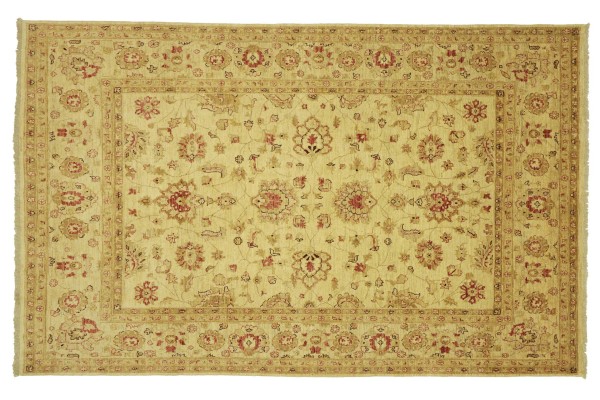 Afghan Chobi Ziegler 280x201 Handgeknüpft Teppich 200x280 Beige Floral Kurzflor Orient