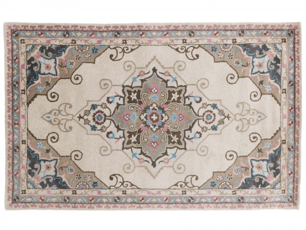 Handgefertigter Teppich 244x152 Handgetuftet Handarbeit 150x240 Grau Medaillon Handtuft