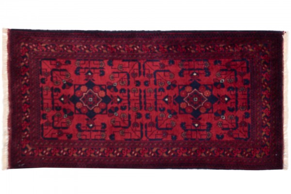 Afghan Belgique Khal Mohammadi 100x50 Handgeknüpft Teppich 50x100 Braun Geometrisch