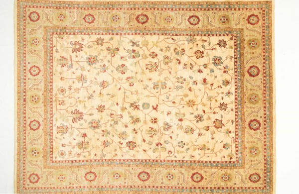 Afghan Chobi Ziegler 466x353 Handgeknüpft Teppich 350x470 Beige Orientalisch Kurzflor