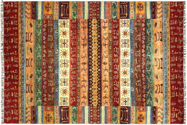Afghan Khorjin Shaal 292x213 Handgeknüpft Orientteppich 210x290 Rot Bildmotive Wolle