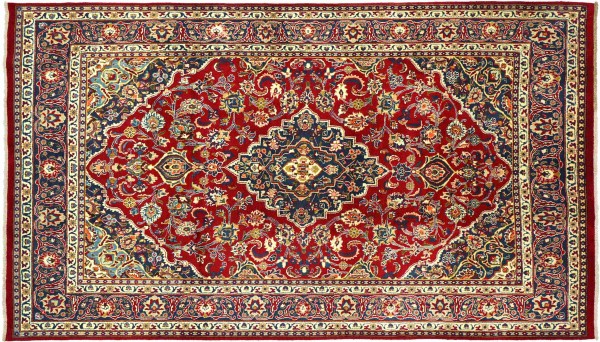 Perser Teppich 308x198 Handgeknüpft Orientteppich 200x310 Rot Spiegelmuster Wolle
