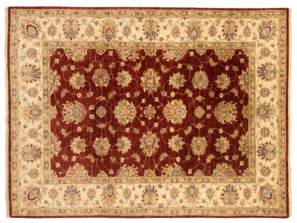 Afghan Chobi Ziegler 204x152 Handgeknüpft Teppich 150x200 Rot Blumenmuster Kurzflor