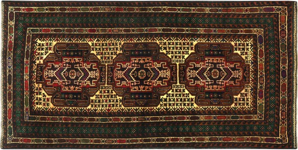 Afghan Belutsch Baluch 189x110 Handgeknüpft Orientteppich 110x190 Beige Geometrisch