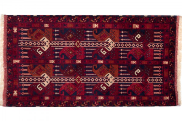 Afghan Belgique Khal Mohammadi 100x50 Handgeknüpft Teppich 50x100 Braun Geometrisch