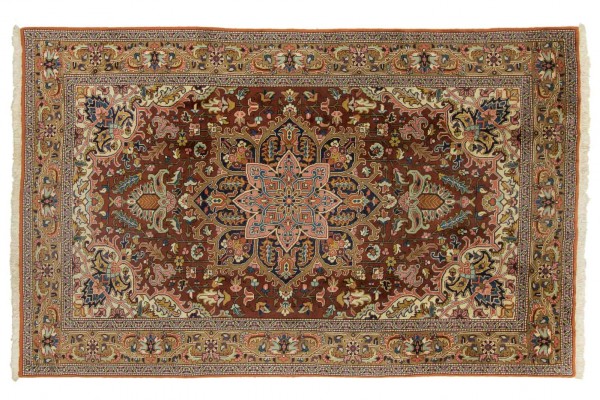 Perser Perserteppich Antik 306x197 Handgeknüpft Teppich 200x310 Rot Medaillon Kurzflor