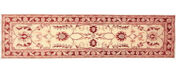 Afghan Chobi Ziegler 281x81 Handgeknüpft Teppich 80x280 Läufer Beige Orientalisch
