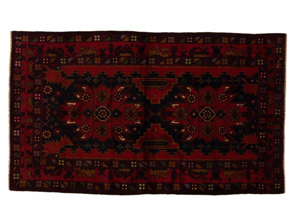 Afghan Belutsch 190x114 Handgeknüpft Teppich 110x190 Schwarz Orientalisch Kurzflor