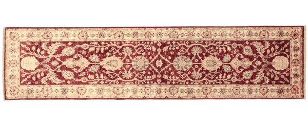 Afghan Chobi Ziegler 293x80 Handgeknüpft Teppich 80x290 Läufer Rot Orientalisch