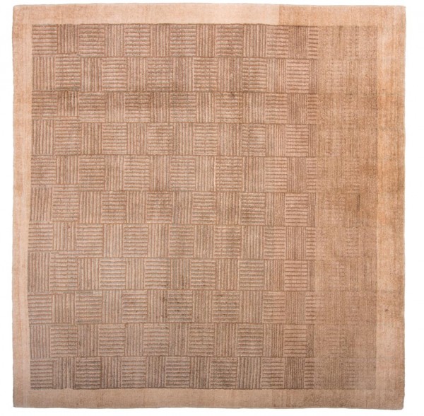 Afghan Modern Chobi Ziegler 183x195 Handgeknüpft Teppich 200x180 Quadratisch Beige