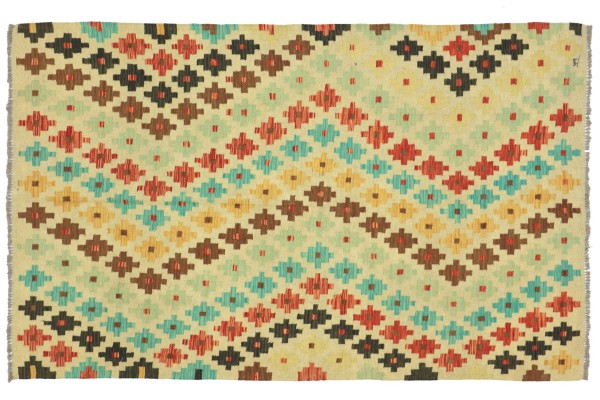 Afghan Maimana Kelim Bunt 214x152 Handgewebt Teppich 150x210 Bunt Geometrisch Orient