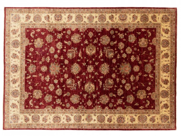 Afghan Chobi Ziegler 341x244 Handgeknüpft Teppich 240x340 Rot Blumenmuster Kurzflor