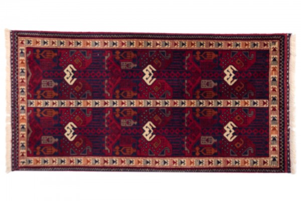 Afghan Belgique Khal Mohammadi 100x50 Handgeknüpft Teppich 50x100 Braun Geometrisch
