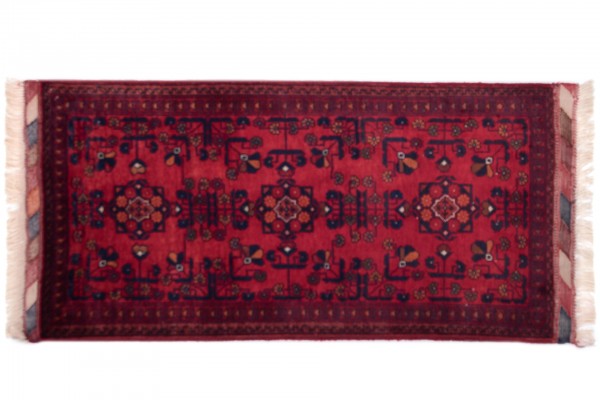 Afghan Belgique Khal Mohammadi 100x50 Handgeknüpft Teppich 50x100 Braun Geometrisch