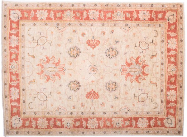 Afghan Chobi Ziegler Fein 196x144 Handgeknüpft Teppich 140x200 Beige Orientalisch