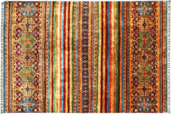 Afghan Khorjin Shaal 235x174 Handgeknüpft Orientteppich 170x240 Rot Streifen Wolle