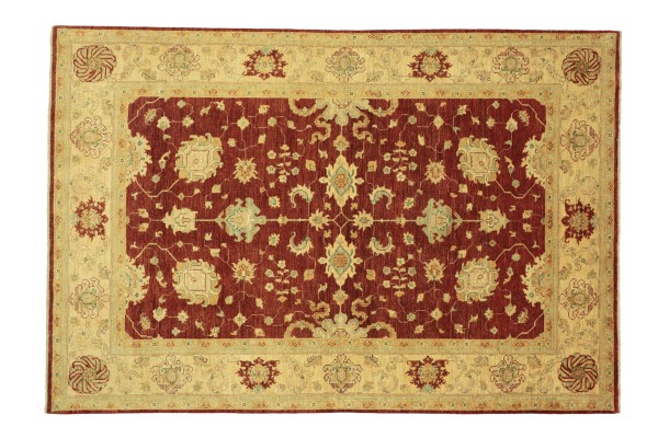Afghan Chobi Ziegler 280x207 Handgeknüpft Teppich 210x280 Rot Floral Kurzflor Orient
