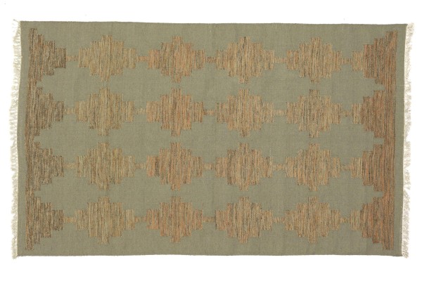 Kelim 230x160 Handgewebt Teppich 160x230 Grau Geometrisch Muster Handarbeit Orient