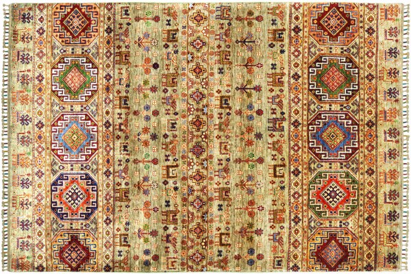 Afghan Ziegler Shaal Nomaden 241x176 Handgeknüpft Orientteppich 180x240 Grau Streifen