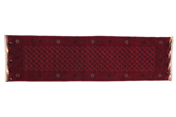 Afghan Orientteppich 294x83 Handgeknüpft Teppich 80x290 Läufer Rot Geometrisch Kurzflor