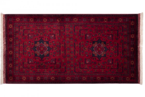 Afghan Belgique Khal Mohammadi 100x50 Handgeknüpft Teppich 50x100 Braun Geometrisch