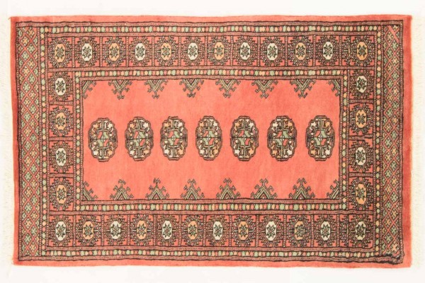 Pakistan Buchara 125x78 Handgeknüpft Teppich 80x130 Orange Geometrisch Muster Kurzflor