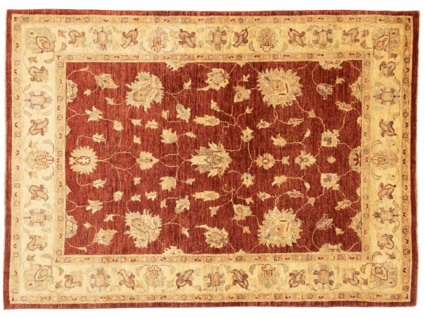 Afghan Chobi Ziegler 208x150 Handgeknüpft Teppich 150x210 Rot Blumenmuster Kurzflor