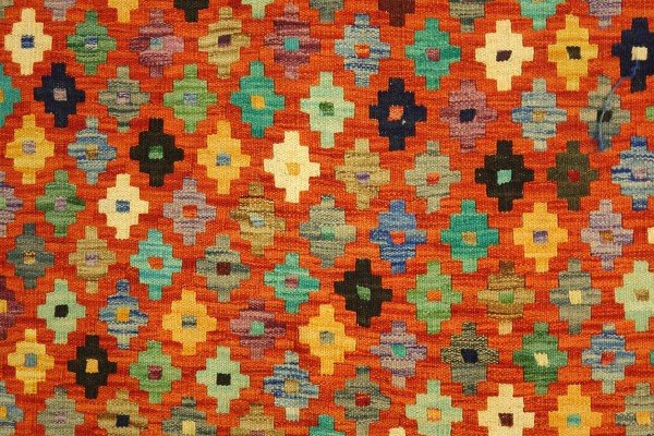 Afghan Maimana Kelim Bunt 127x83 Handgewebt Teppich 80x130 Bunt Geometrisch Orient
