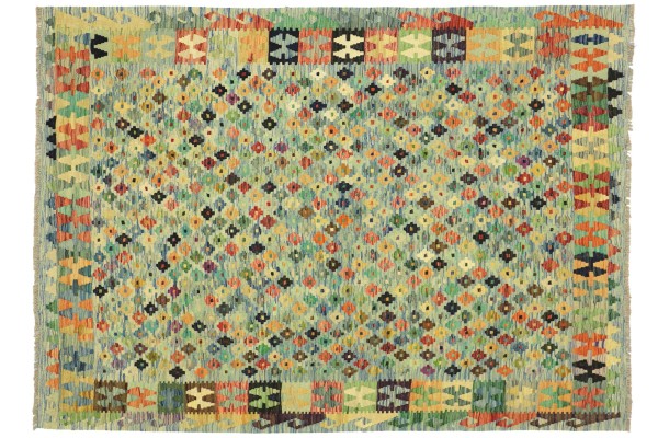 Afghan Maimana Kelim Bunt 192x156 Handgewebt Teppich 160x190 Bunt Geometrisch Orient