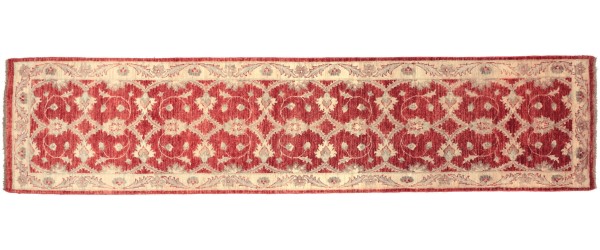 Afghan Chobi Ziegler 310x79 Handgeknüpft Teppich 80x310 Läufer Rot Orientalisch
