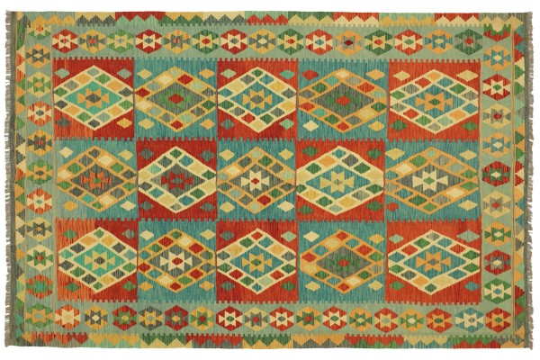 Afghan Maimana Kelim Bunt 241x172 Handgewebt Teppich 170x240 Bunt Geometrisch Orient