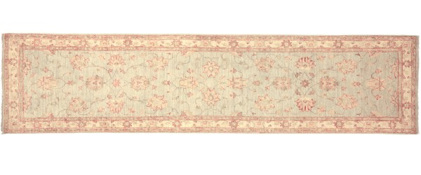 Afghan Chobi Ziegler 295x80 Handgeknüpft Teppich 80x300 Läufer Grau Orientalisch