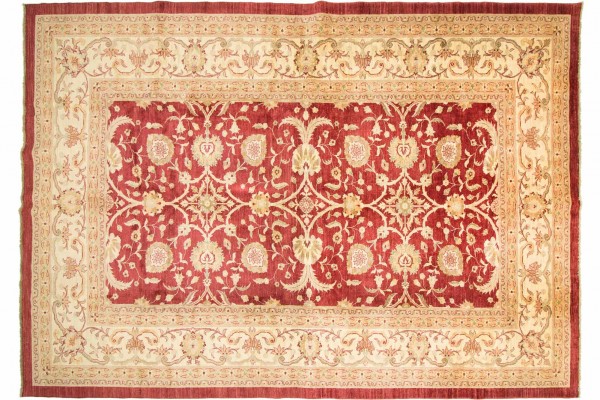Afghan Chobi Ziegler 448x328 Handgeknüpft Teppich 330x450 Rot Blumenmuster Kurzflor