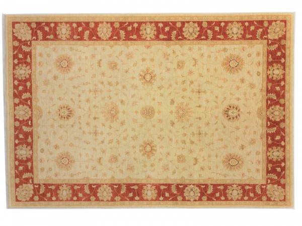 Afghan Chobi Ziegler 299x203 Handgeknüpft Teppich 200x300 Rot Blumenmuster Kurzflor