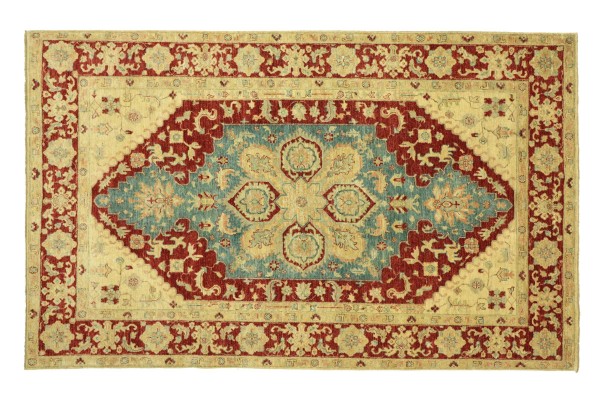 Afghan Chobi Ziegler 263x183 Handgeknüpft Teppich 180x260 Beige Spiegelmuster Kurzflor