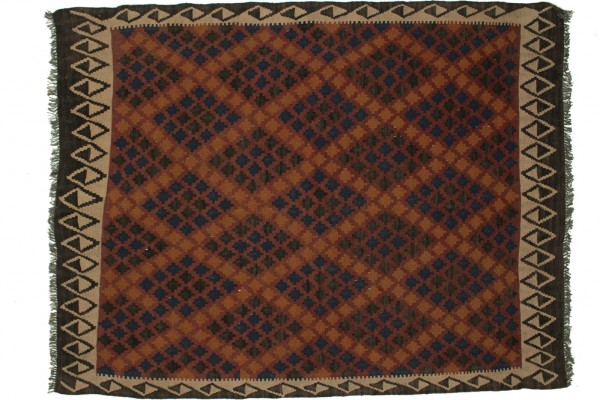 Afghan Maimana Kelim 196x154 Handgewebt Teppich 150x200 Mehrfarbig Geometrisch Muster
