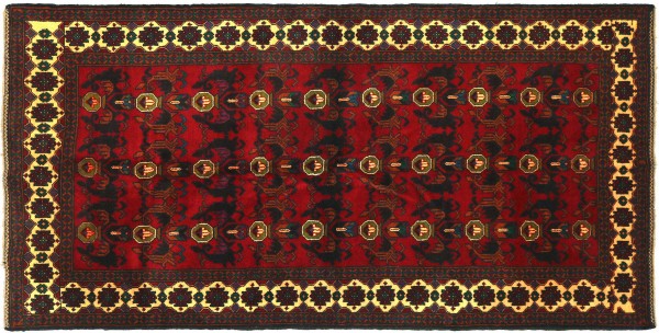 Afghan Belutsch Baluch 200x110 Handgeknüpft Orientteppich 110x200 Rot Geometrisch Wolle