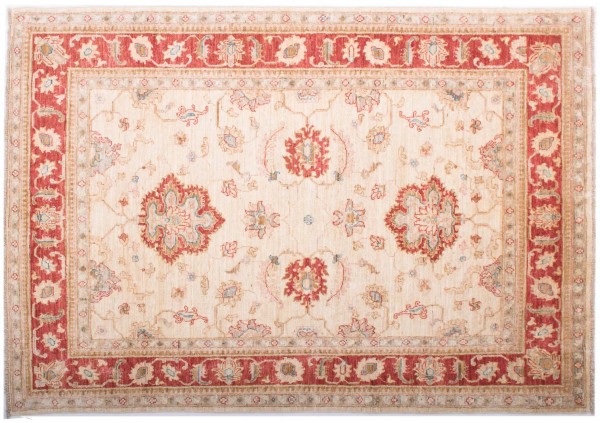 Afghan Chobi Ziegler Fein 200x149 Handgeknüpft Teppich 150x200 Beige Blumenmuster