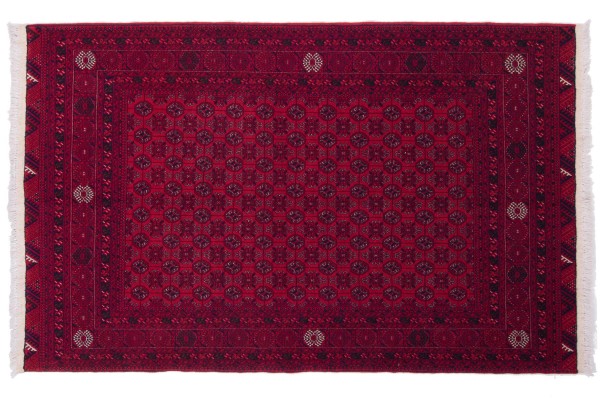 Afghan Orientteppich 195x122 Handgeknüpft Teppich 120x200 Rot Geometrisch Muster