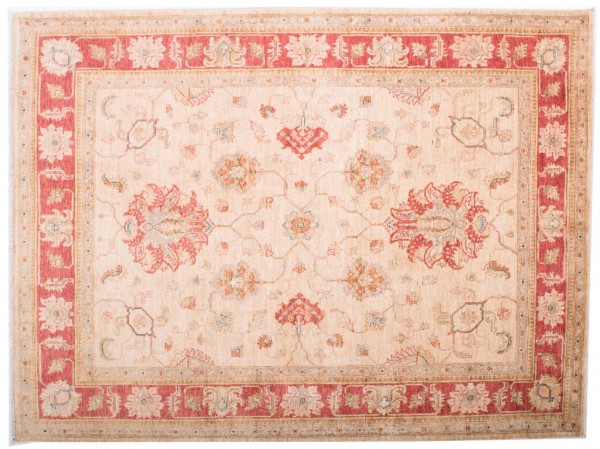 Afghan Chobi Ziegler Fein 198x150 Handgeknüpft Teppich 150x200 Beige Blumenmuster