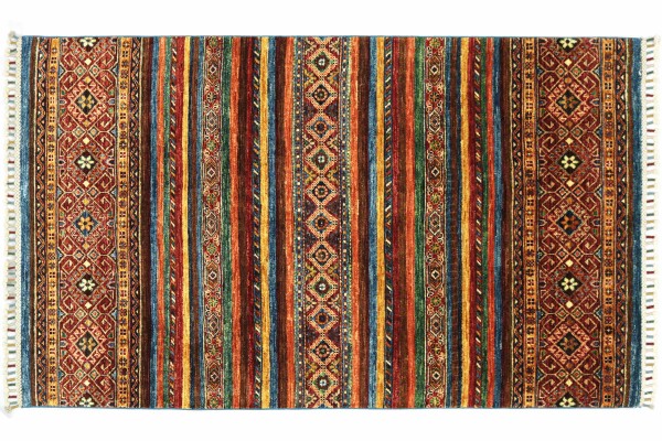 Afghan Khorjin Shaal 181x122 Handgeknüpft Orientteppich 120x180 Rot Floral Wolle