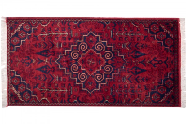 Afghan Belgique Khal Mohammadi 100x50 Handgeknüpft Teppich 50x100 Braun Geometrisch