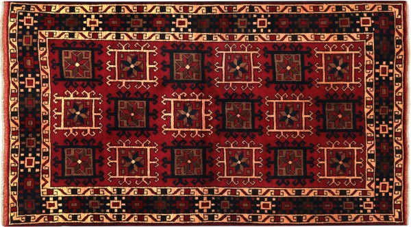 Afghan Belutsch Baluch 185x117 Handgeknüpft Orientteppich 120x190 Rot Durchgemustert