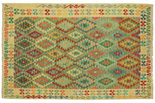 Afghan Maimana Kelim Bunt 252x176 Handgewebt Teppich 180x250 Bunt Geometrisch Orient