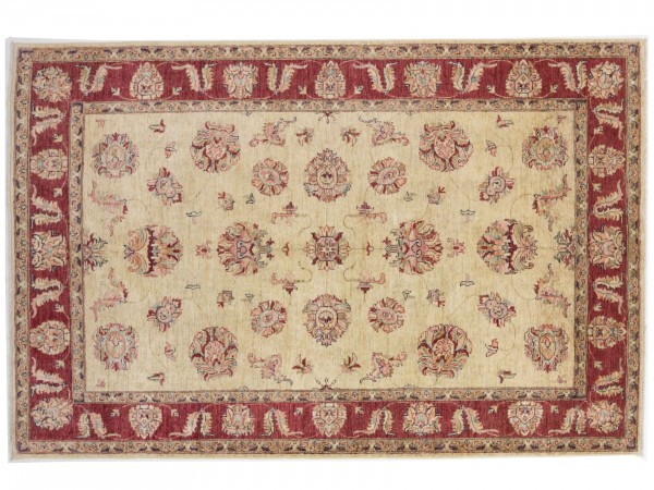 Afghan Chobi Ziegler 269x180 Handgeknüpft Teppich 180x270 Beige Orientalisch Kurzflor